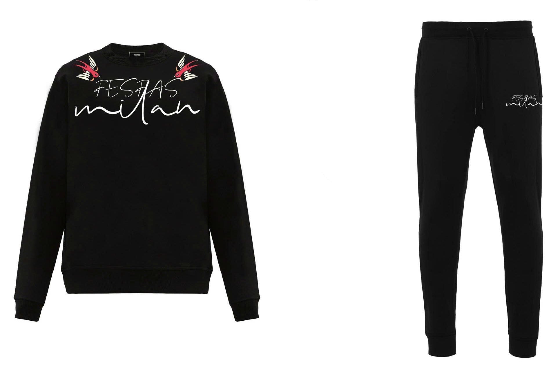 FesFas Graphic-print Sweatshirt Set | Black