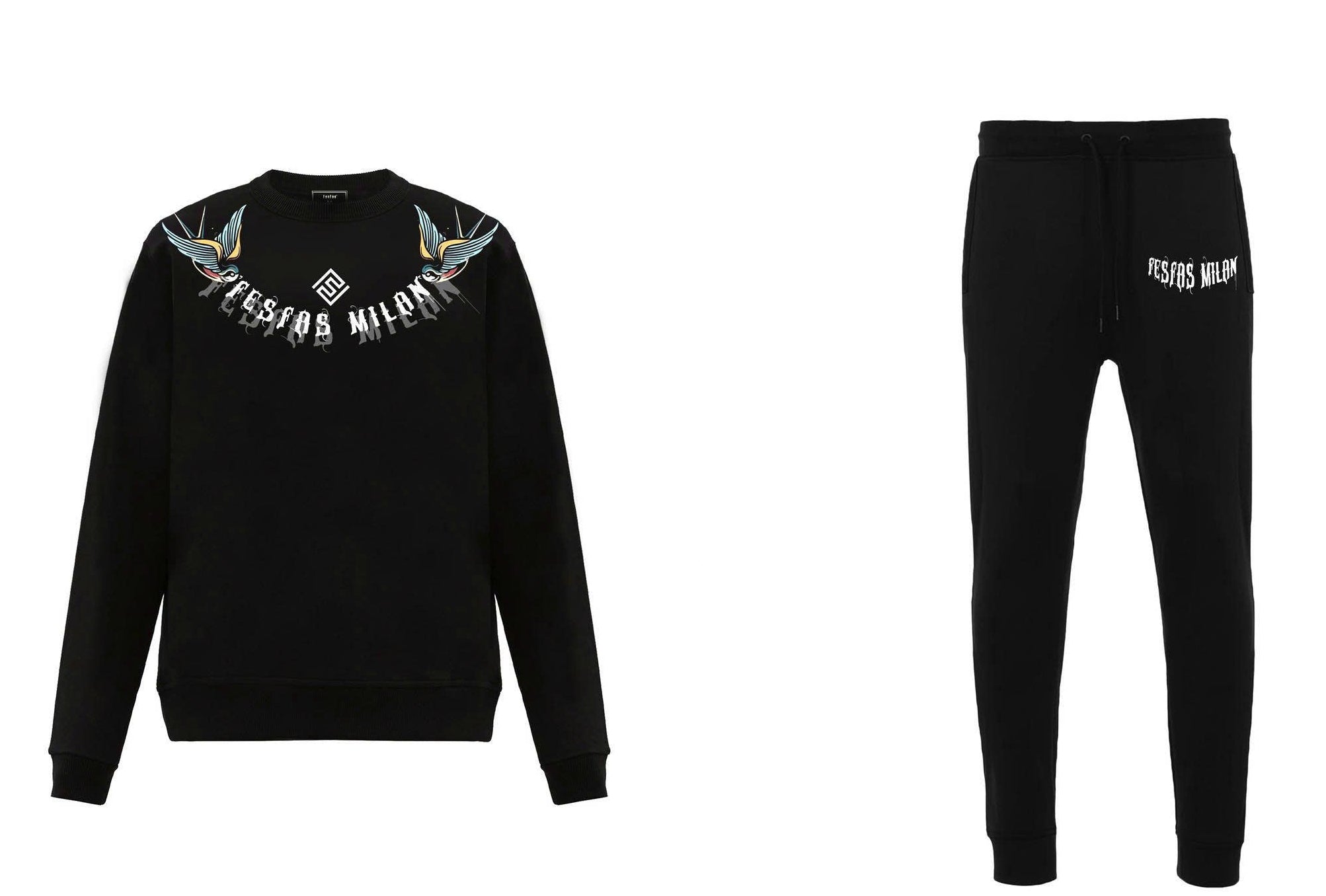 FesFas Graphic-print Sweatshirt Set | Black