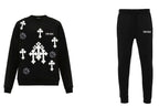 FesFas Cross-print Sweatshirt Set | Black
