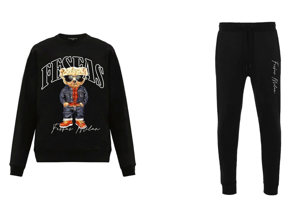 FesFas Bear-print Sweatshirt Set | Black