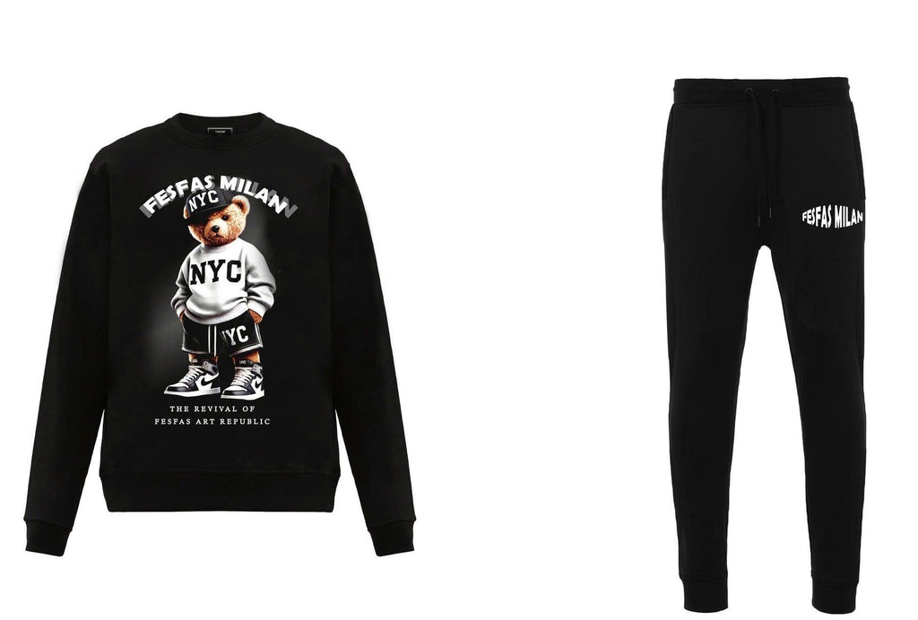 FesFas Bear-print Sweatshirt Set | Black