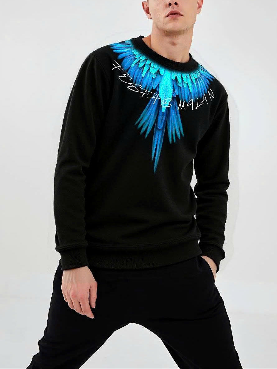 FesFas Feathers-print Sweatshirt Set | Black