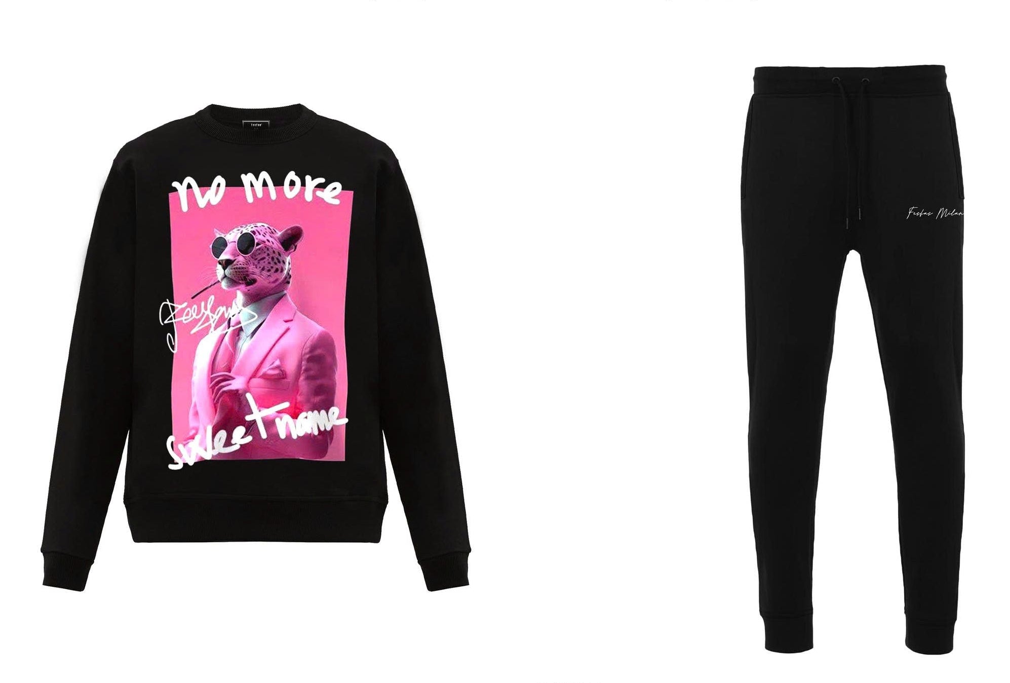 FesFas Panther-print Sweatshirt Set | Black