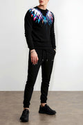 FesFas Feathers-print Sweatshirt Set | Black