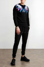 FesFas Feathers-print Sweatshirt Set | Black