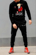 FesFas Bear-print Sweatshirt Set | Black