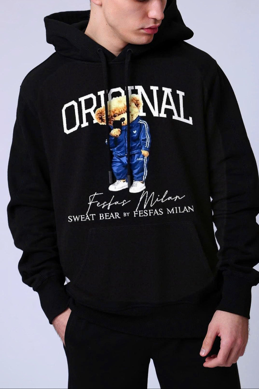 FesFas Bear-print Hoodie Set | Black