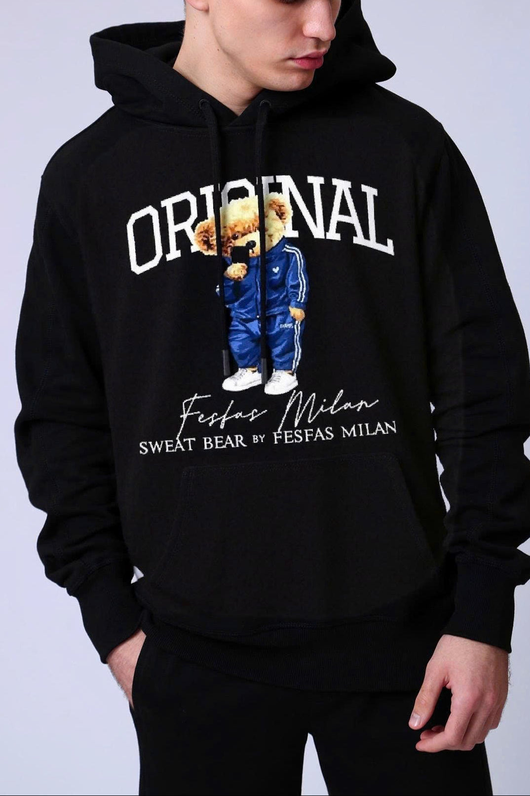 FesFas Bear-print Hoodie Set | Black