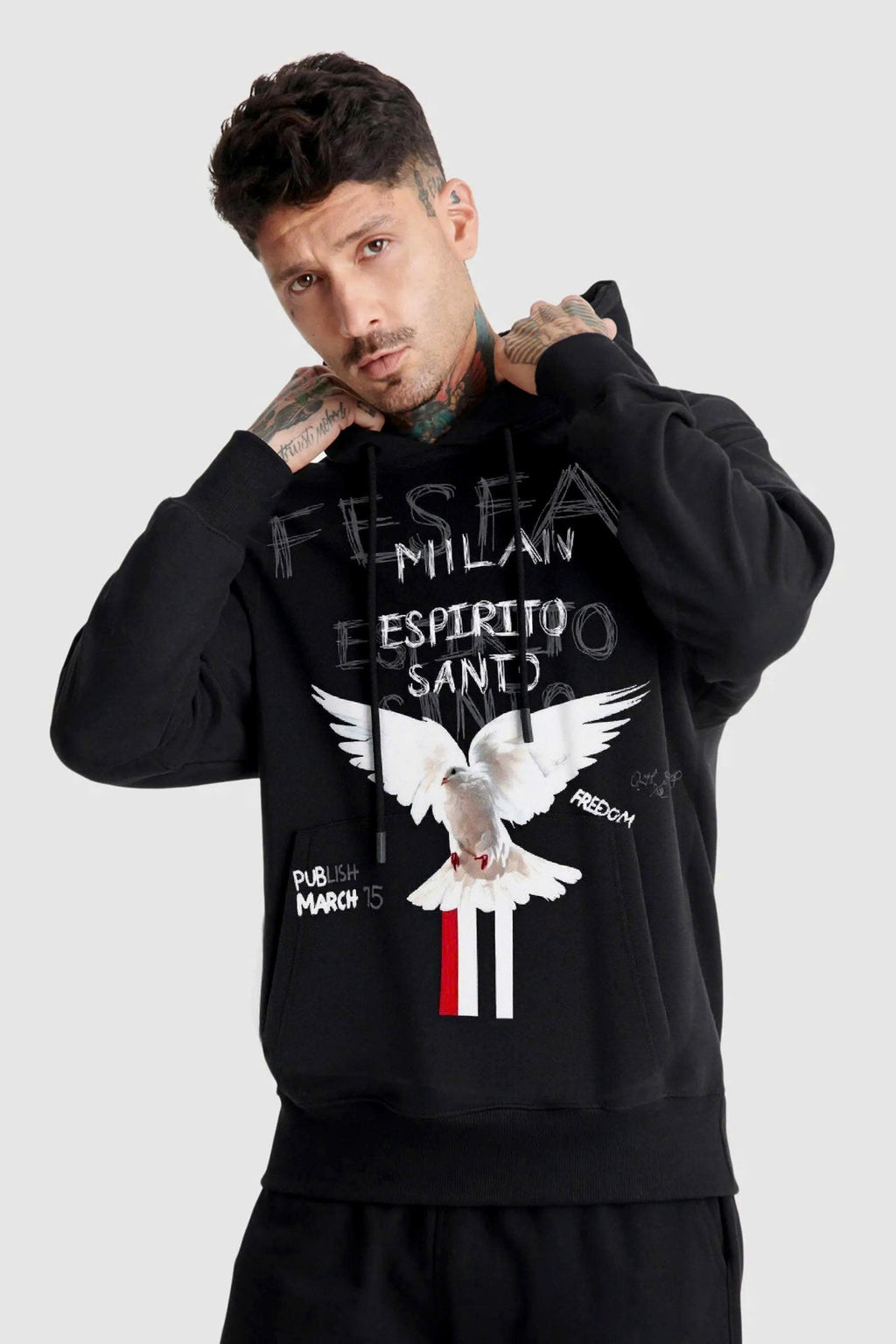 FesFas dove-print Hoodie | Black