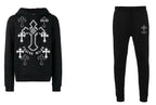 FesFas Cross-print Hoodie Set | Black
