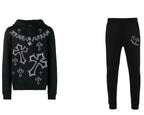 FesFas Cross-print Hoodie Set | Black