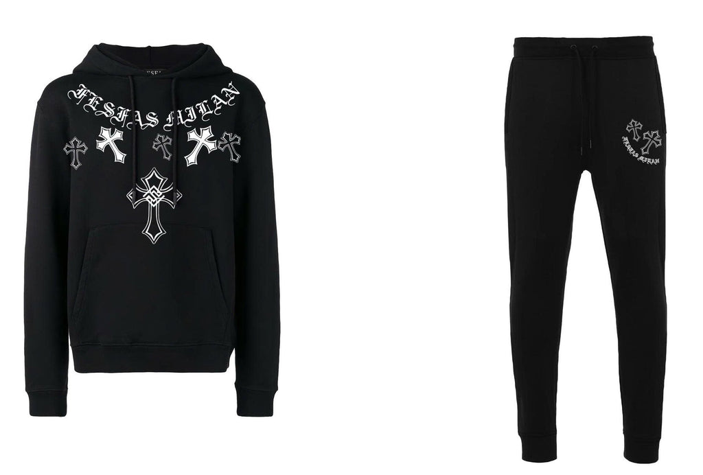 FesFas Cross-print Hoodie Set | Black