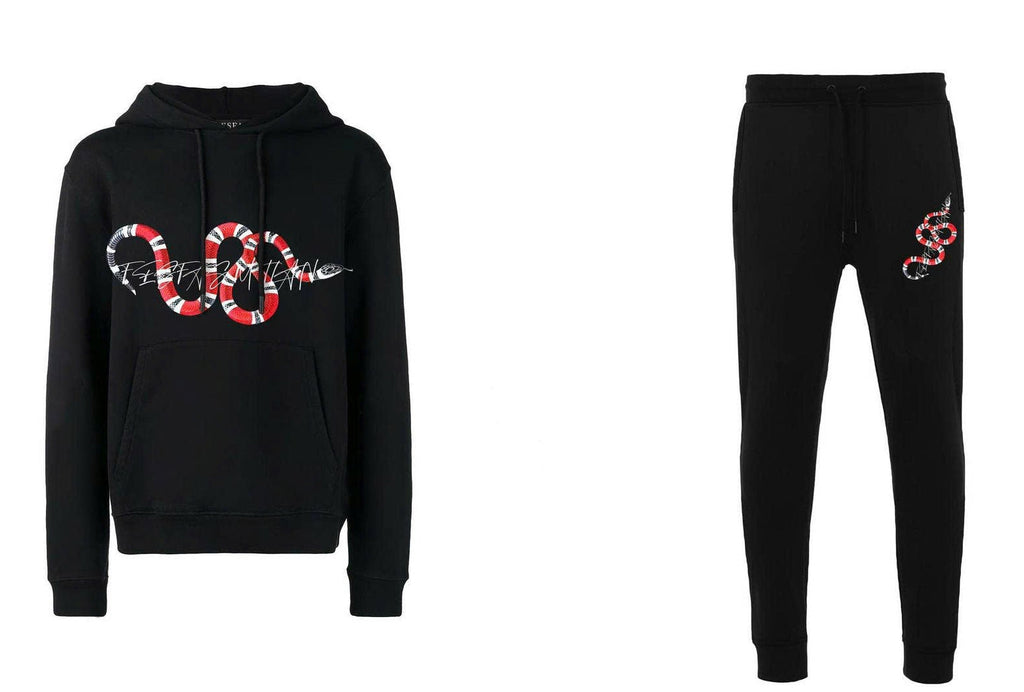 FesFas Snake-print Hoodie Set | Black