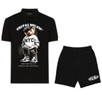 FesFas sport bear-print Polo Set | Black