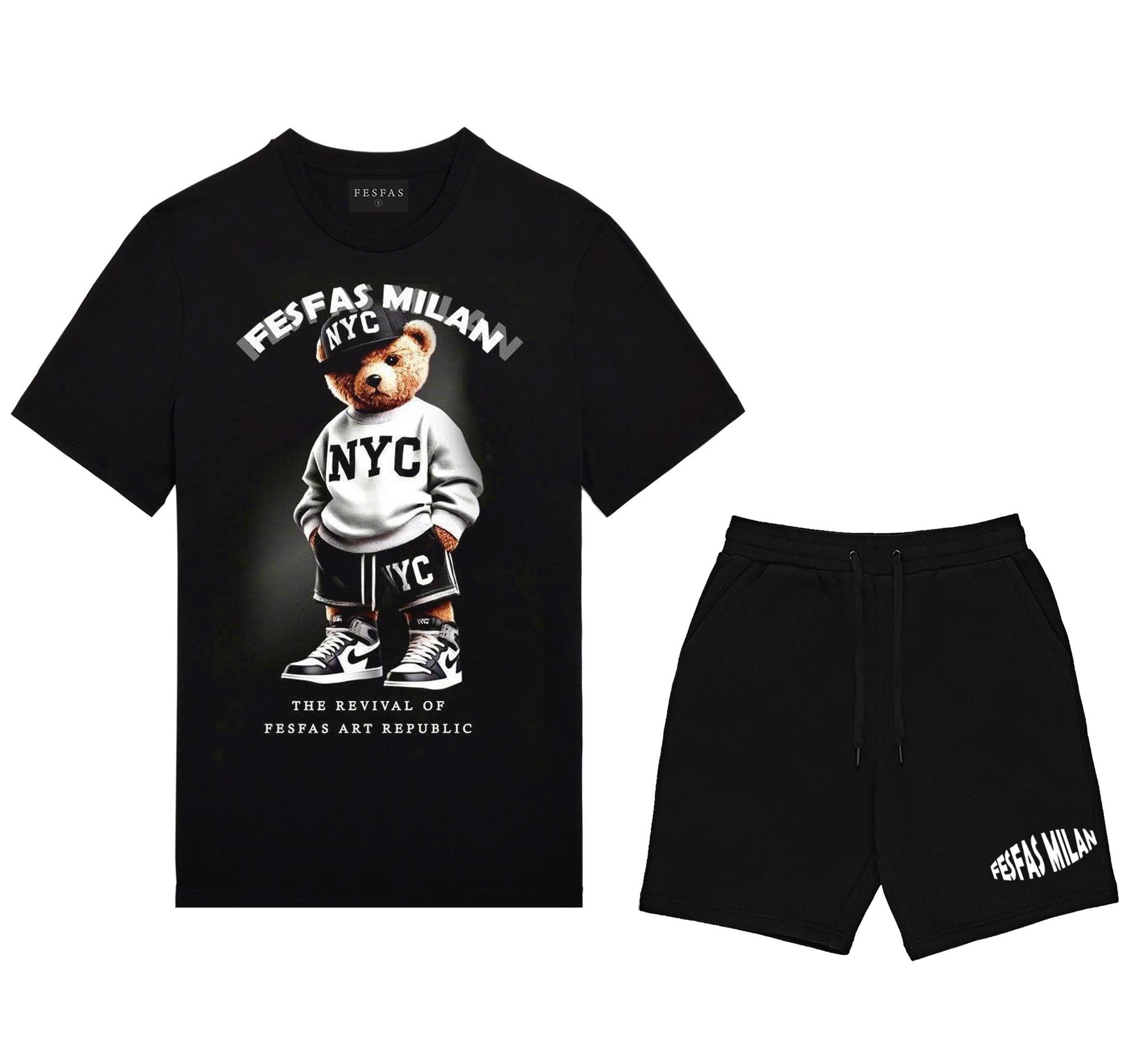 FesFas sport bear-print T-shirt Set | Black