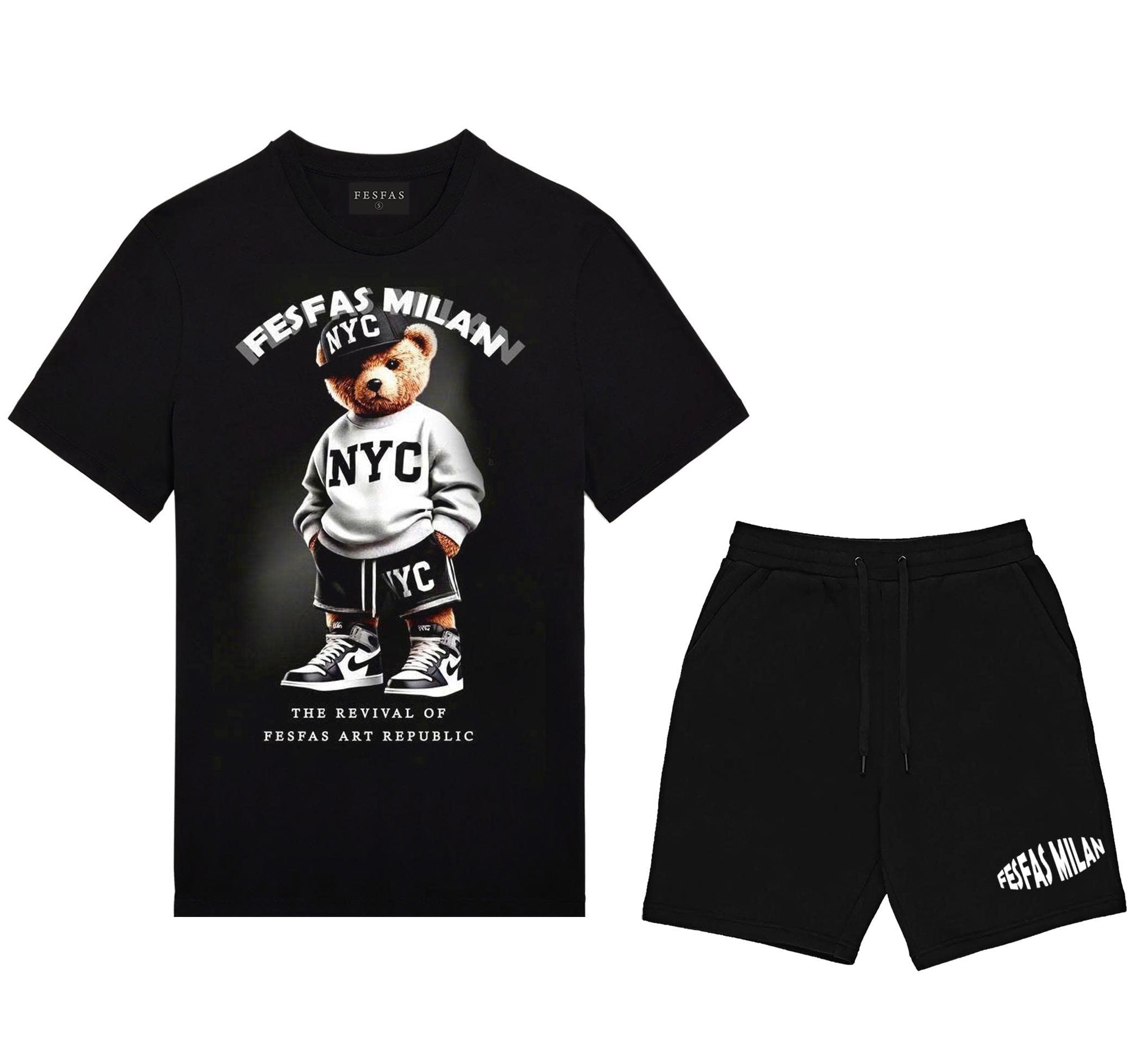 FesFas Bear-print T-shirt | Black