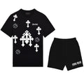 FesFas cross-print T-shirt Set | Black