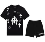 FesFas cross-print T-shirt Set | Black