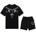 FesFas cross-print T-shirt Set | Black