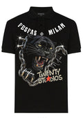 FesFas chains panther-print Polo Shirt | Black