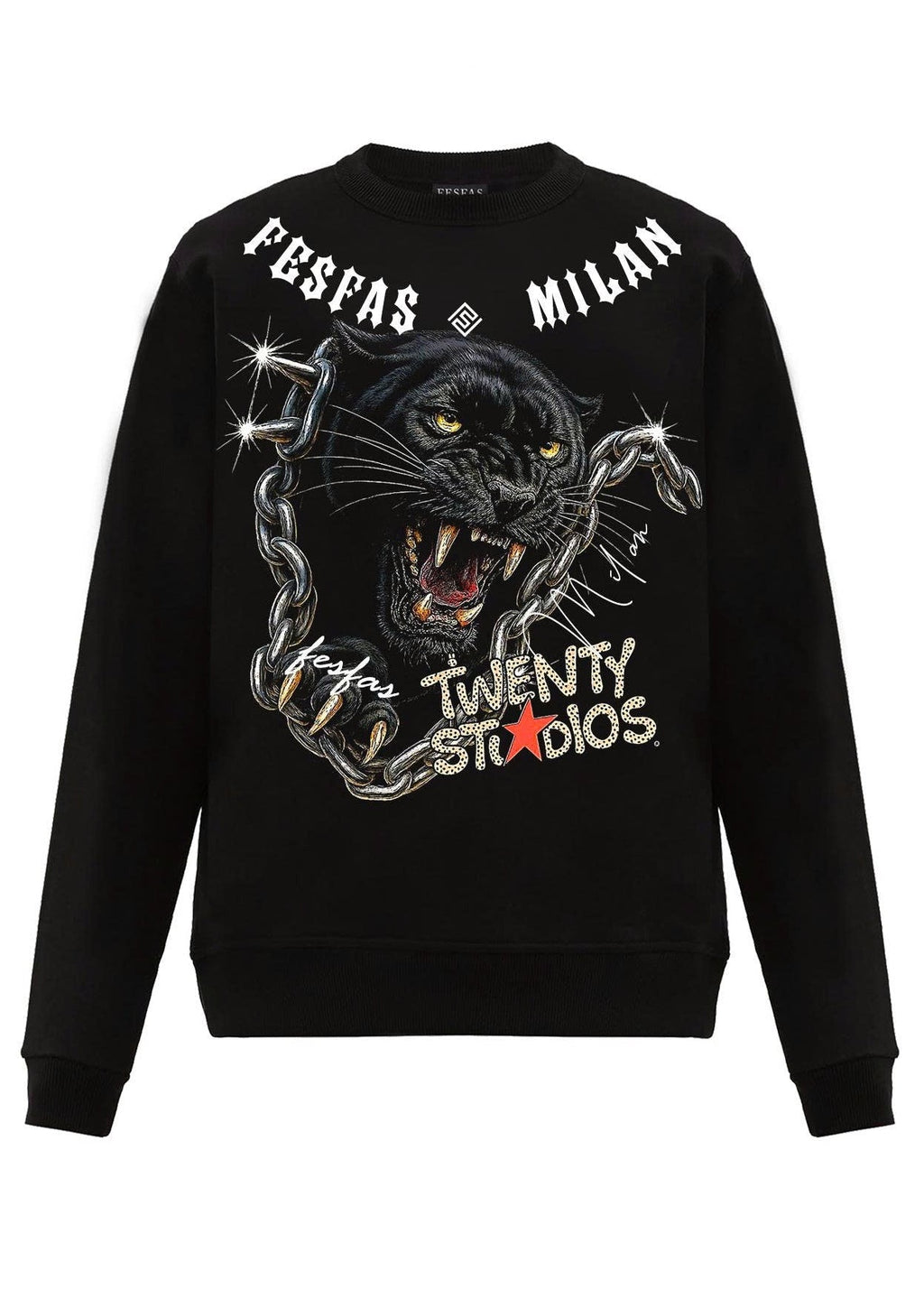 FesFas chains panther-print Sweatshirt | Black