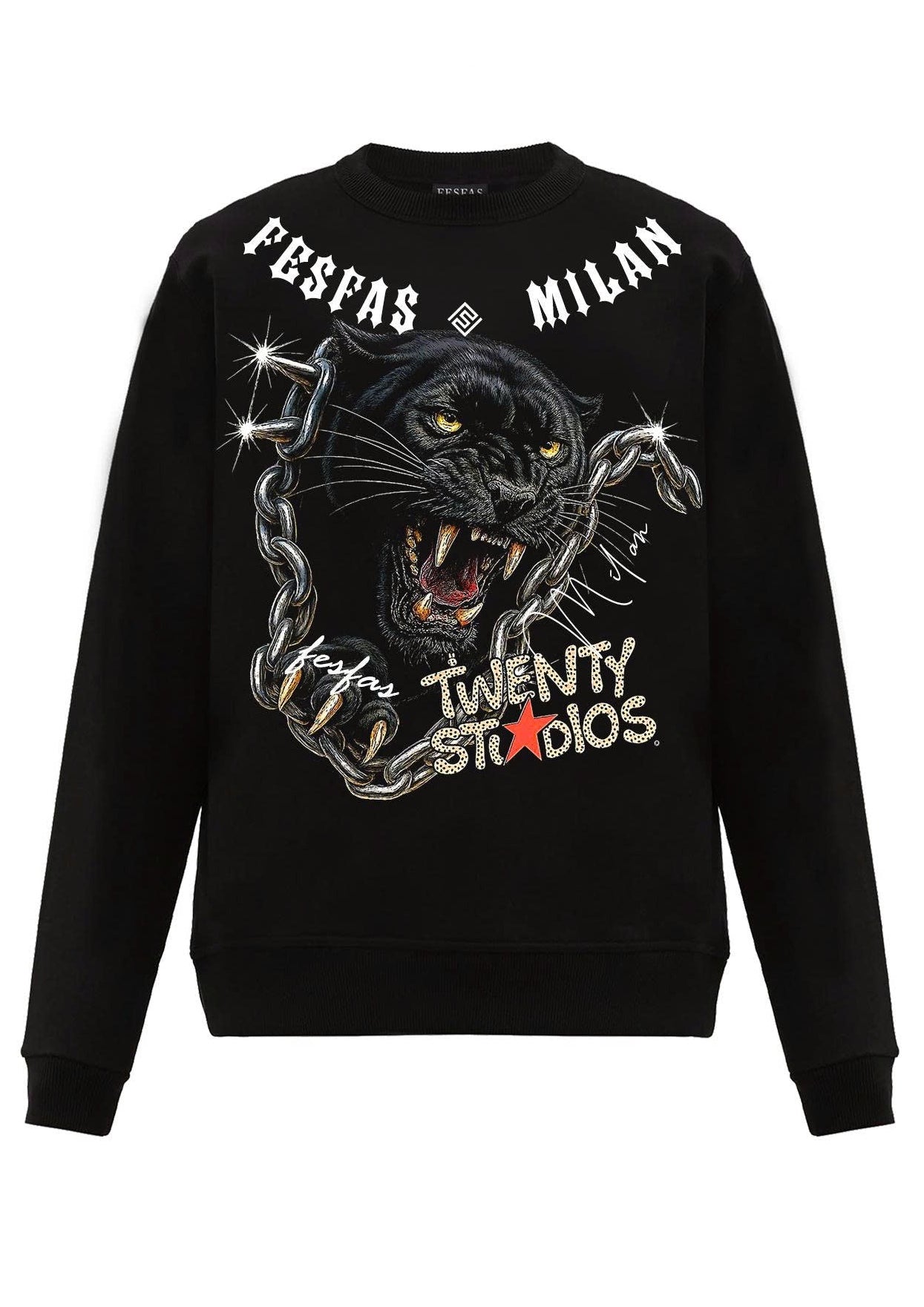 FesFas chains panther-print Sweatshirt | Black