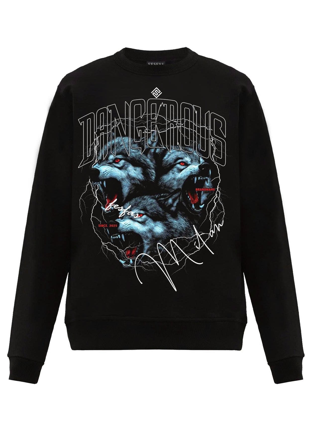 FesFas wolves-print Sweatshirt | Black