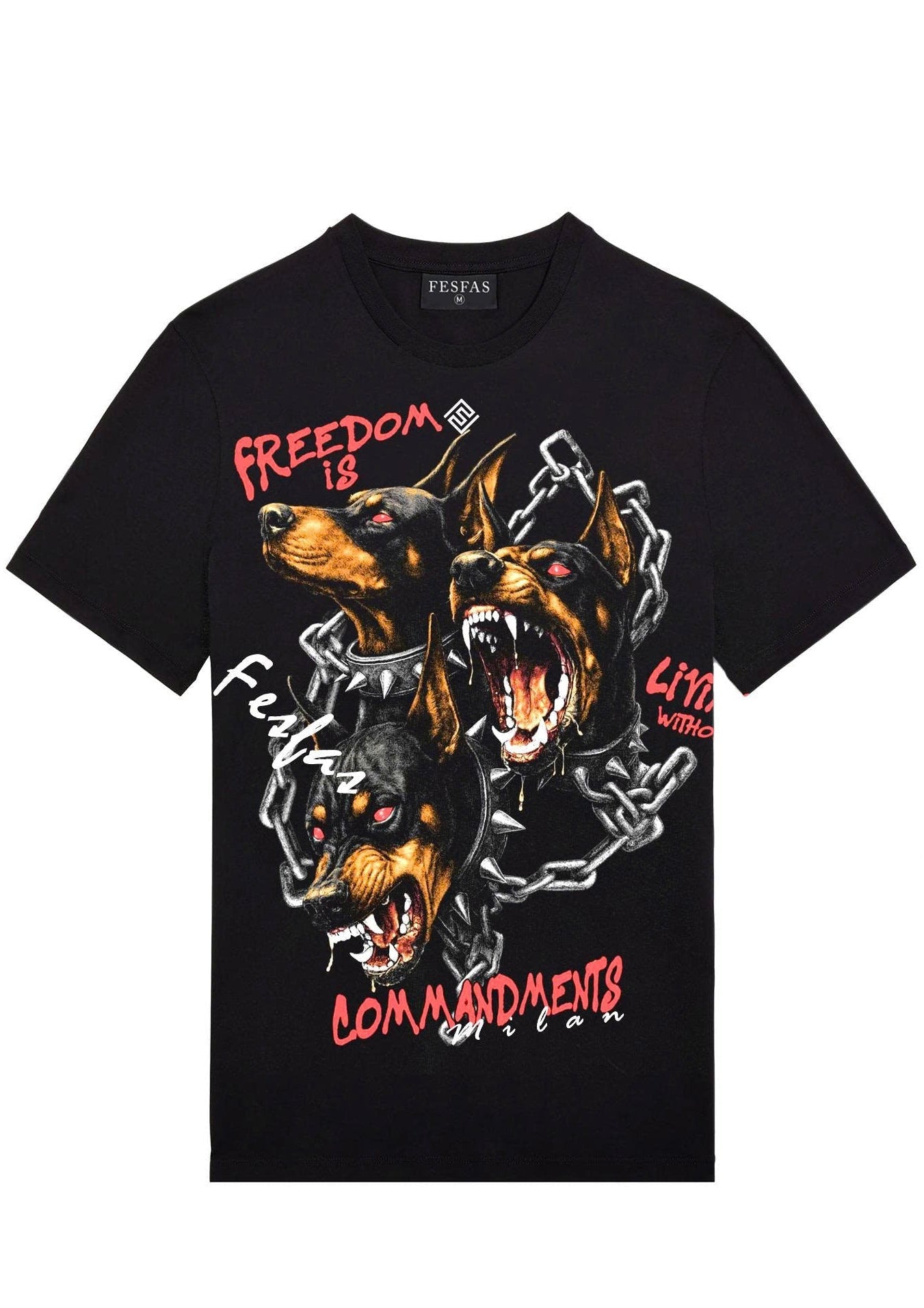 FesFas cerberus-print T-shirt | Black