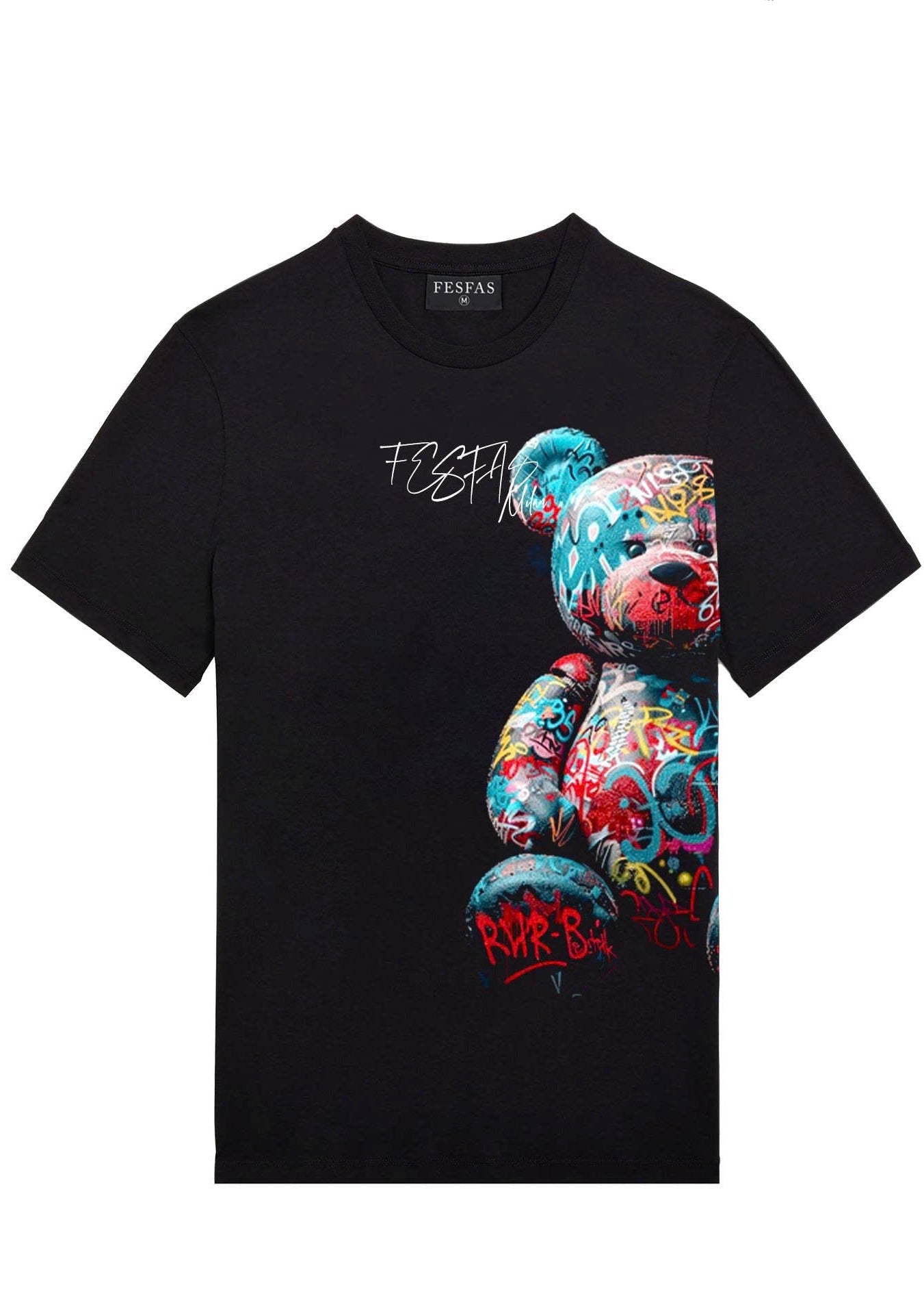 FesFas colorful bear-print T-shirt | Black