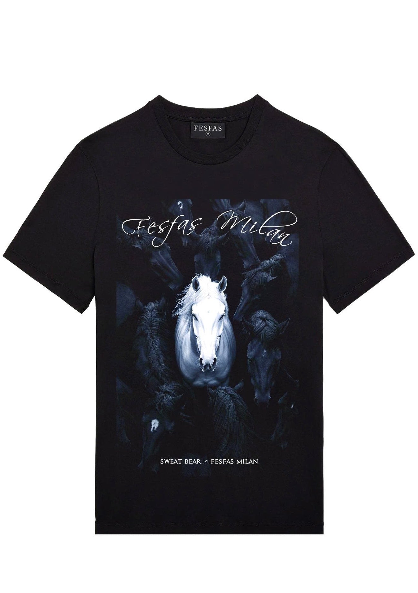FesFas night horse-print T-shirt | Black