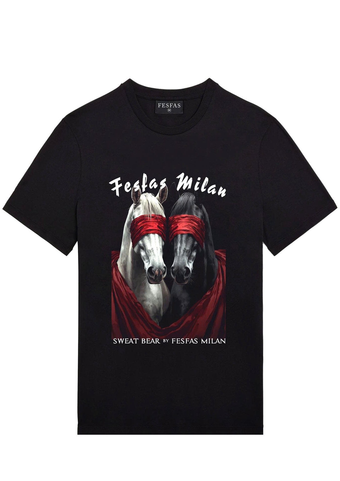 FesFas horses-print T-shirt | Black