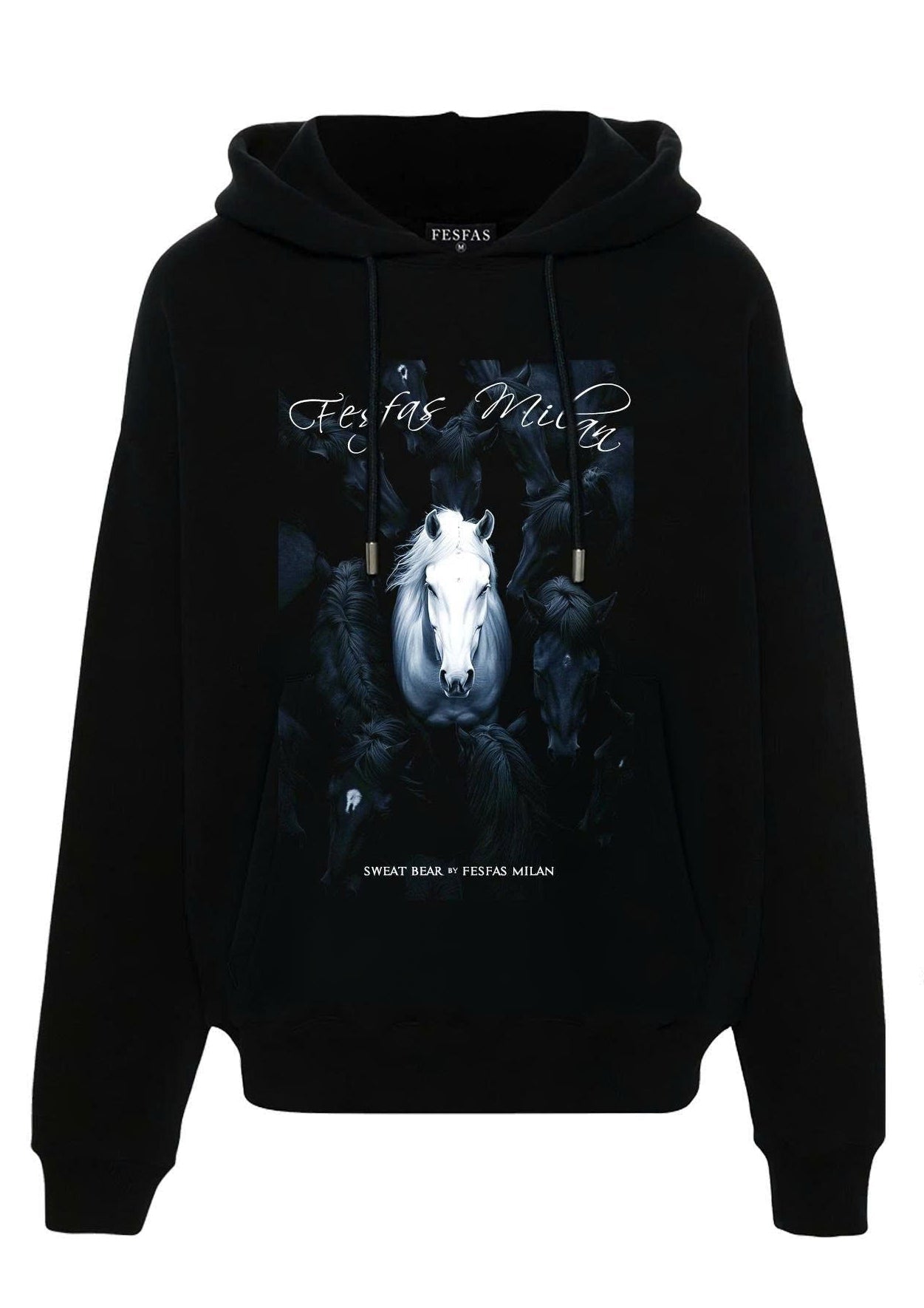 FesFas night horse-print Hoodie | Black