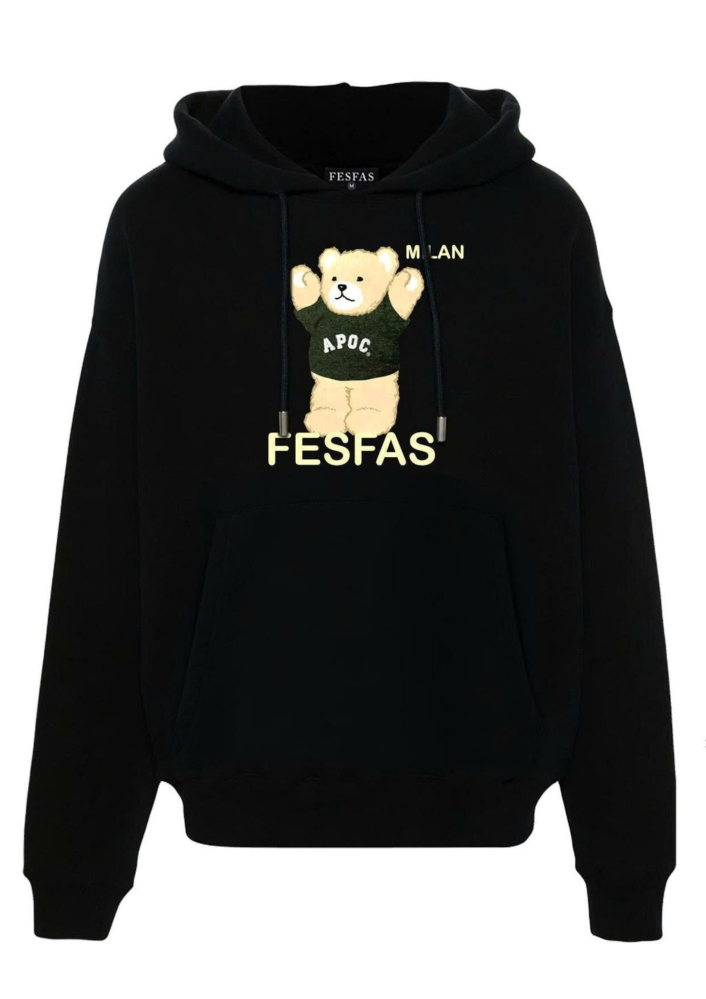 FesFas cute bear-print Hoodie | Black