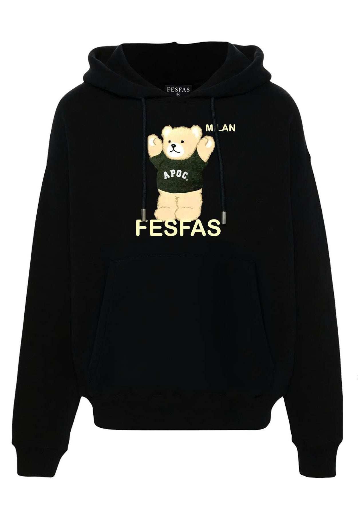FesFas cute bear-print Hoodie | Black