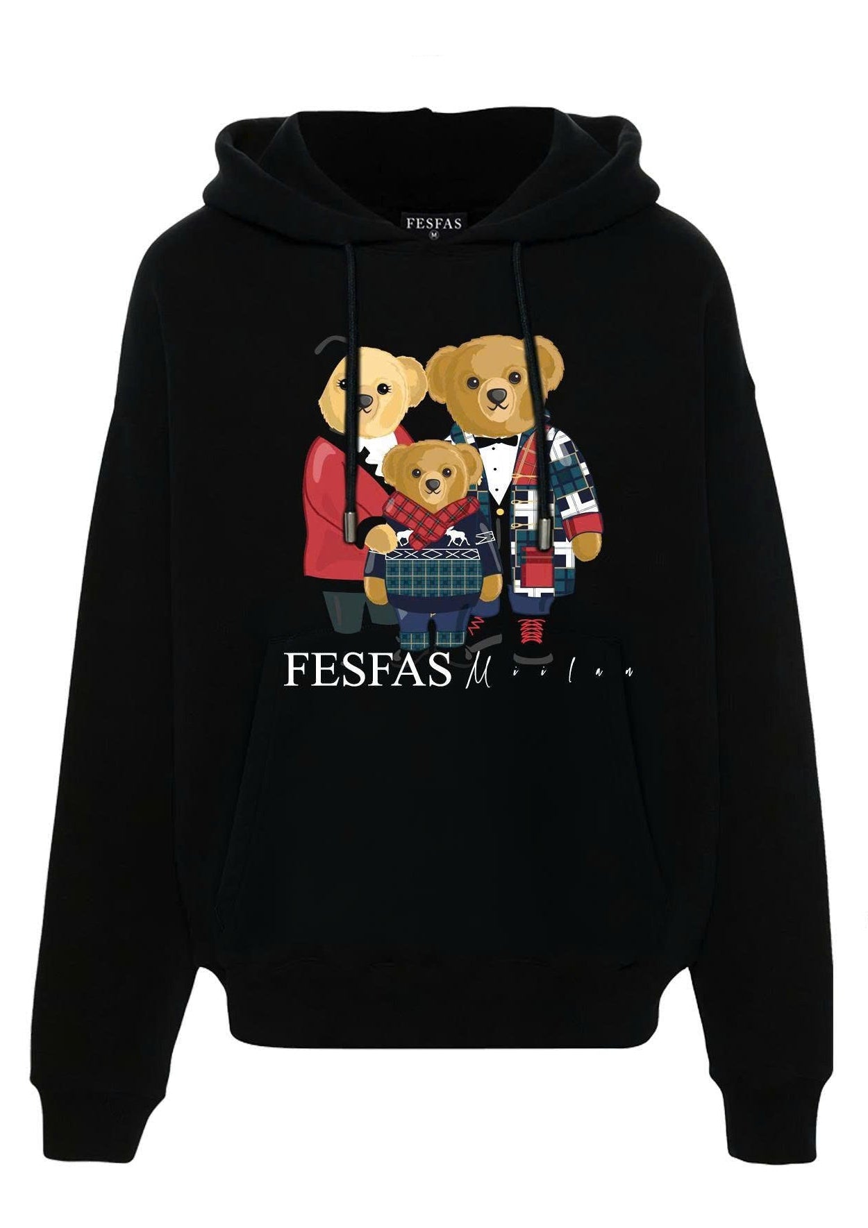 FesFas family bear-print Hoodie | Black