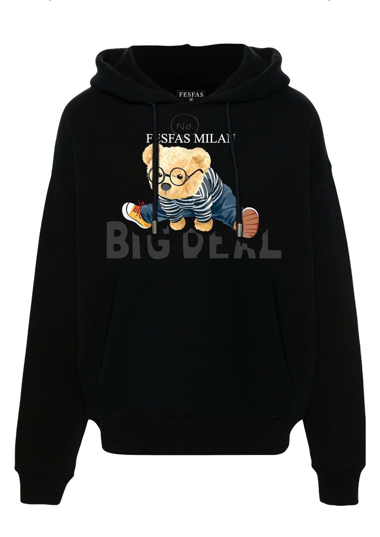 FesFas striped bear-print Hoodie | Black
