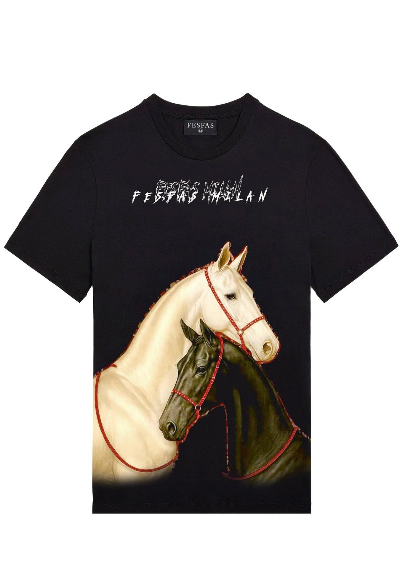 FesFas horses-print T-shirt | Black