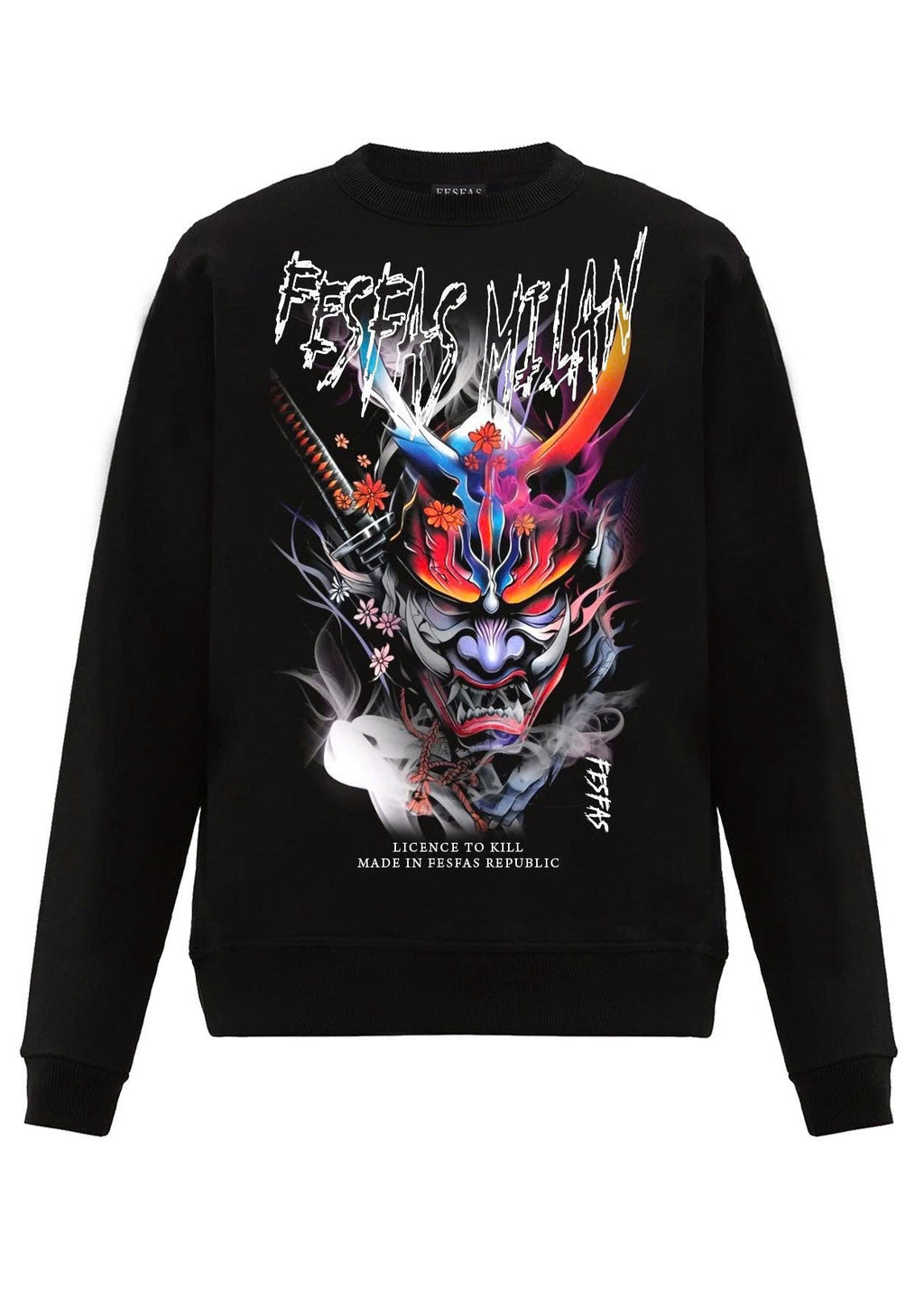 FesFas samurai-print Sweatshirt | Black