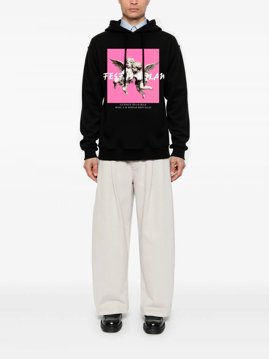 FesFas Angel-print Hoodie | Black | Men