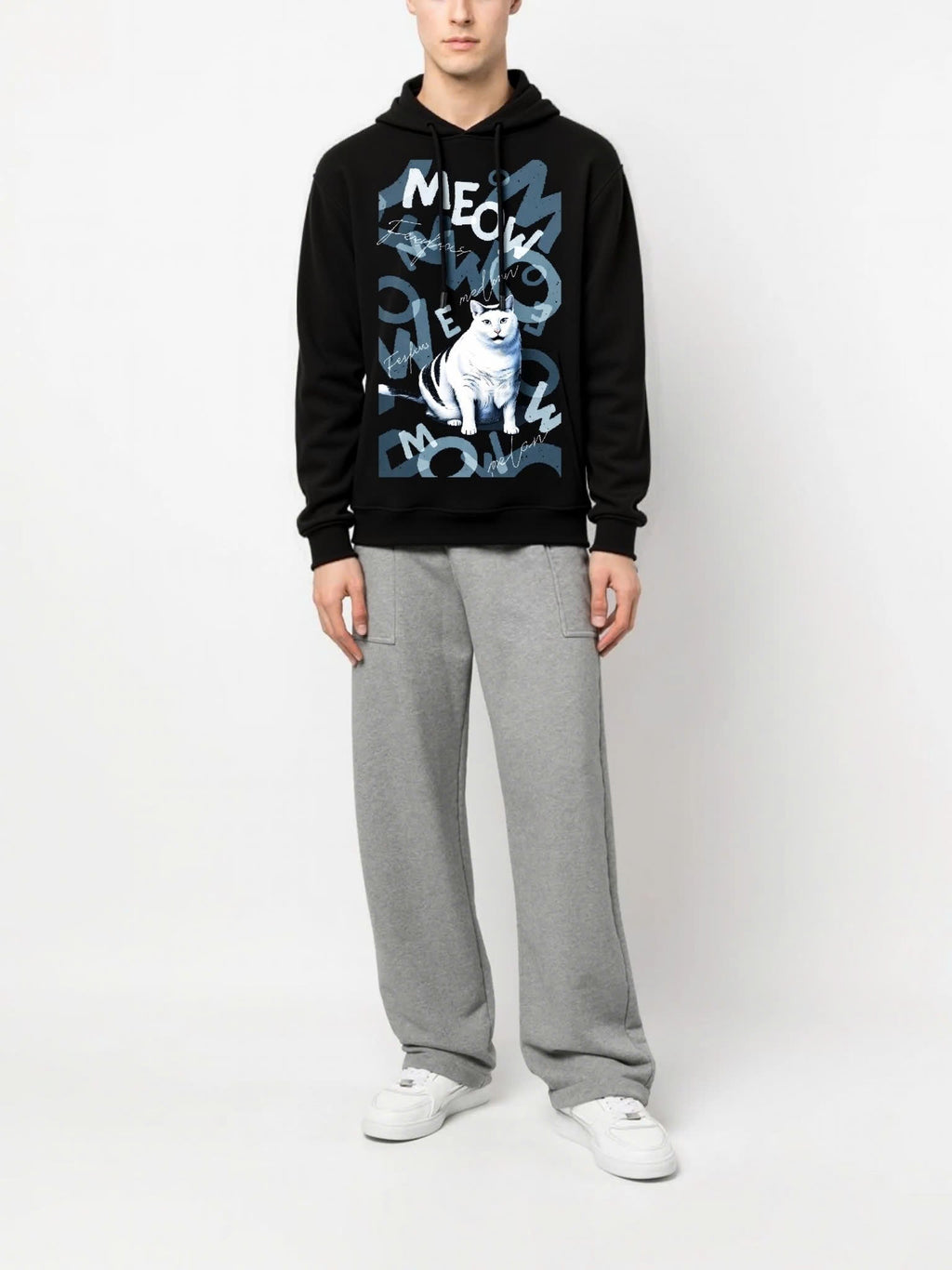 FesFas Cat-print Hoodie | Black