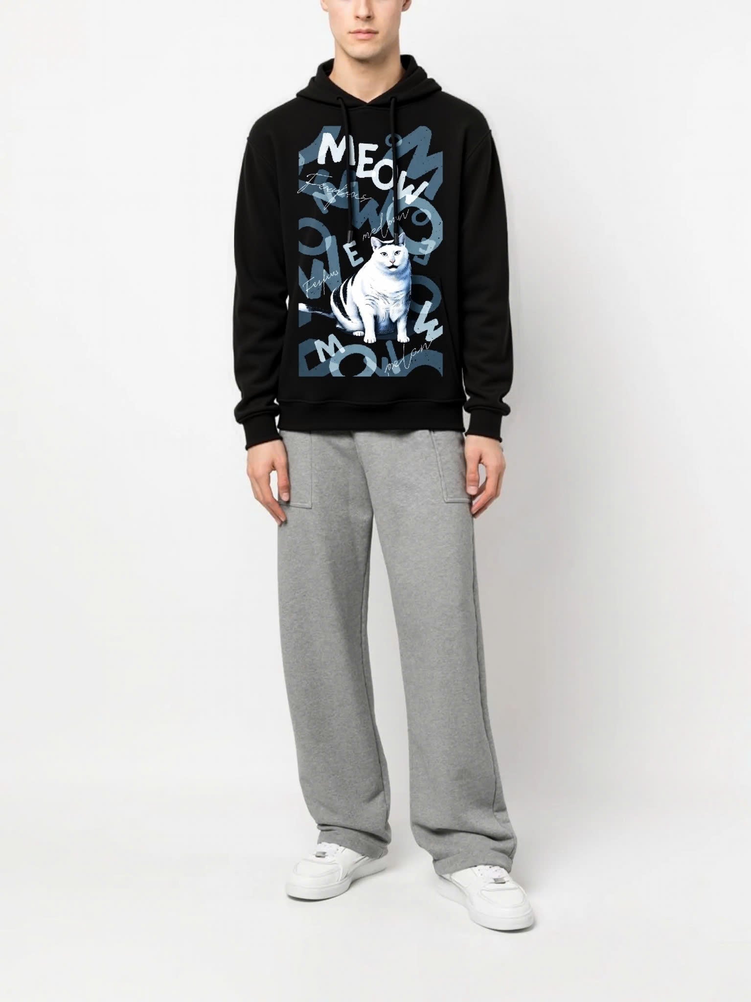 FesFas Cat-print Hoodie | Black