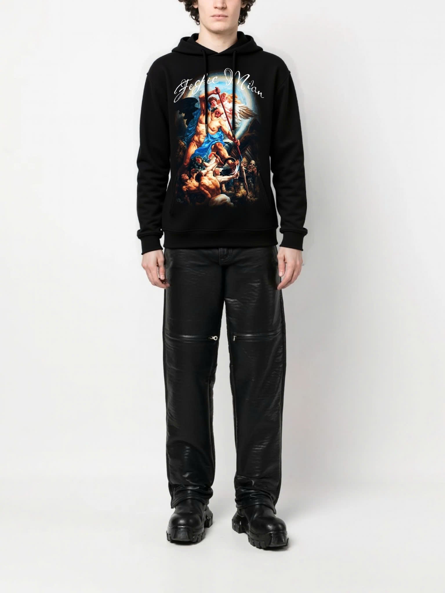 FesFas Angel-print Hoodie | Black