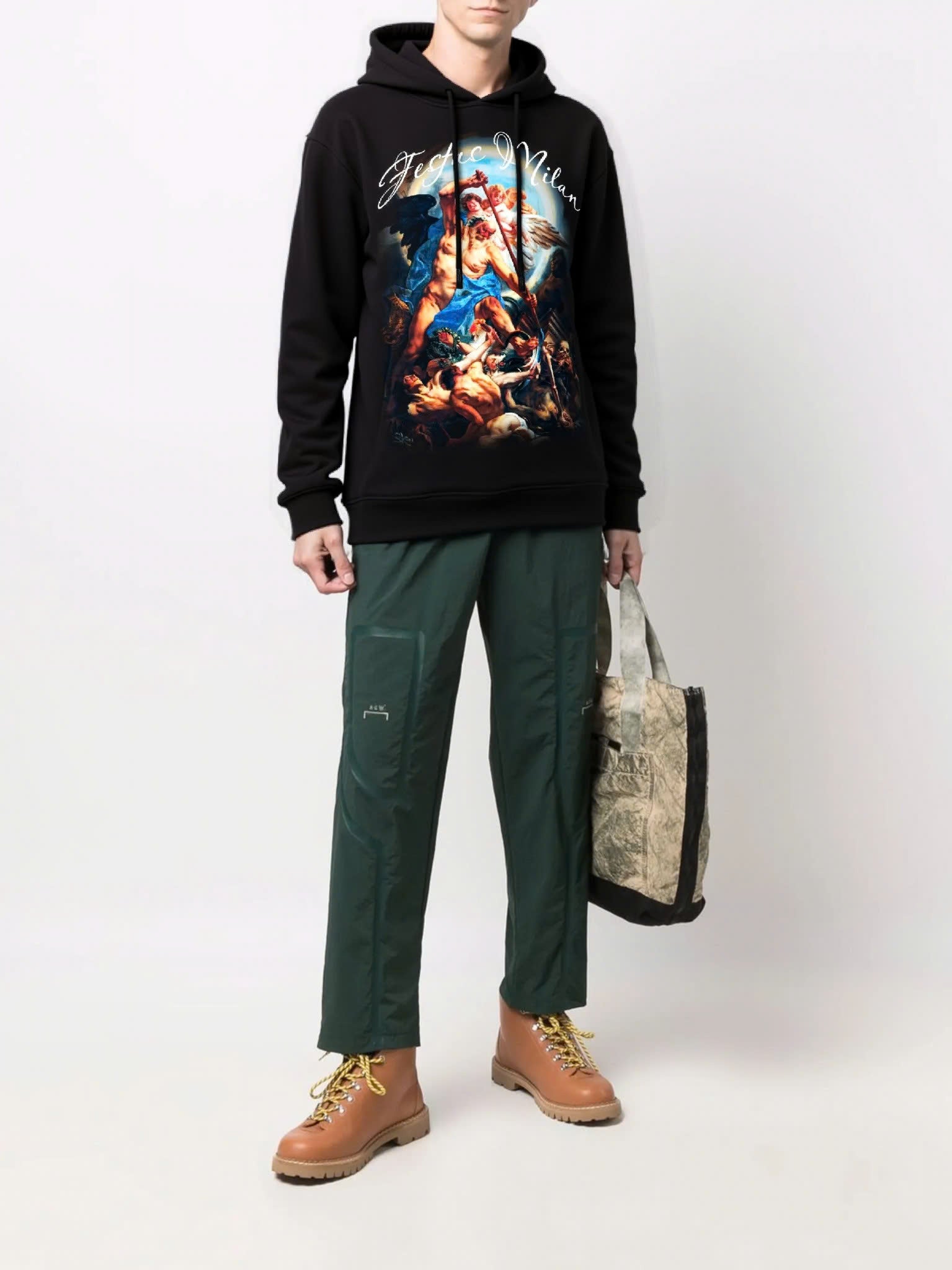 FesFas Angel-print Hoodie | Black