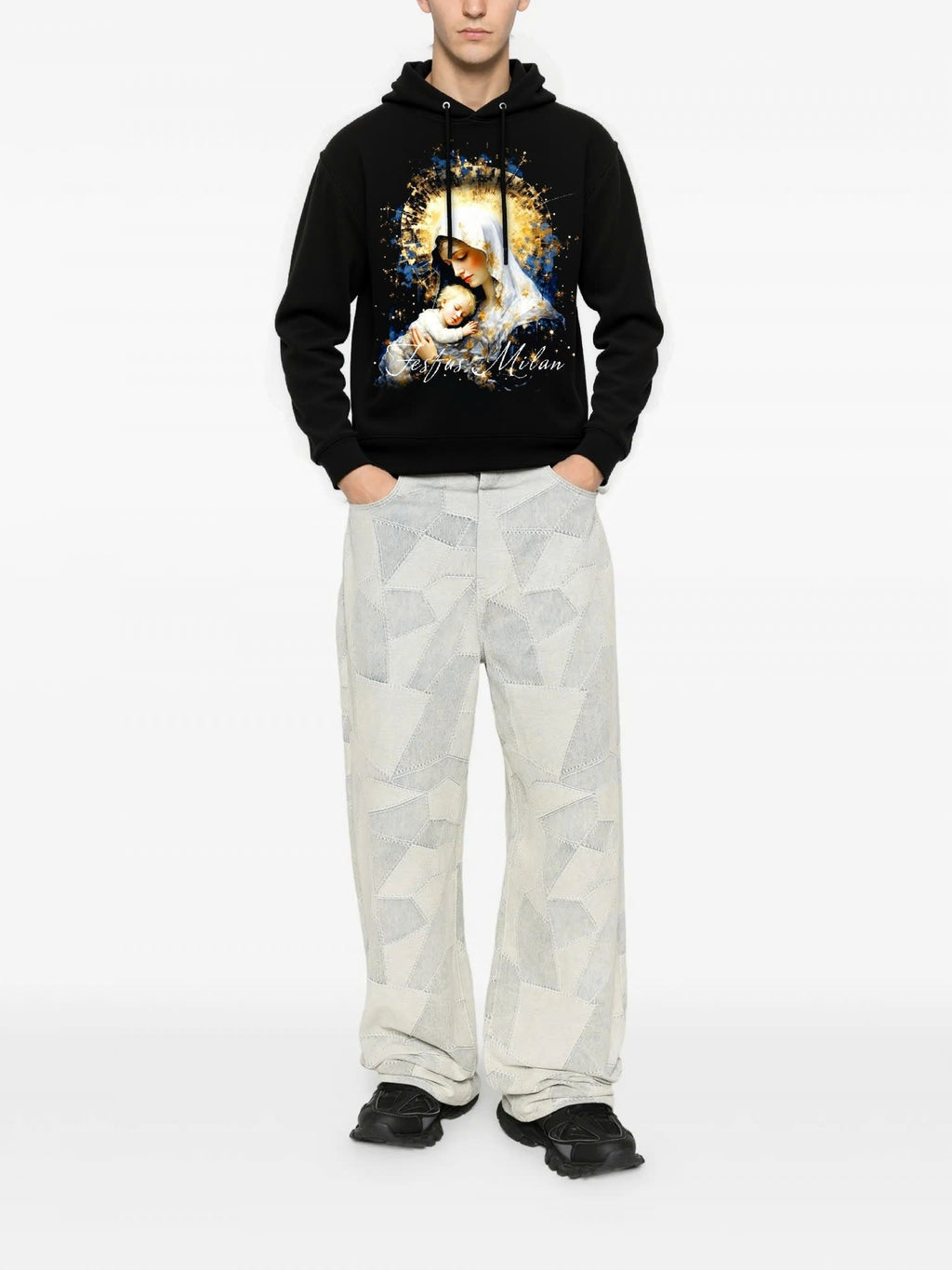 FesFas Maria-print Hoodie | Black
