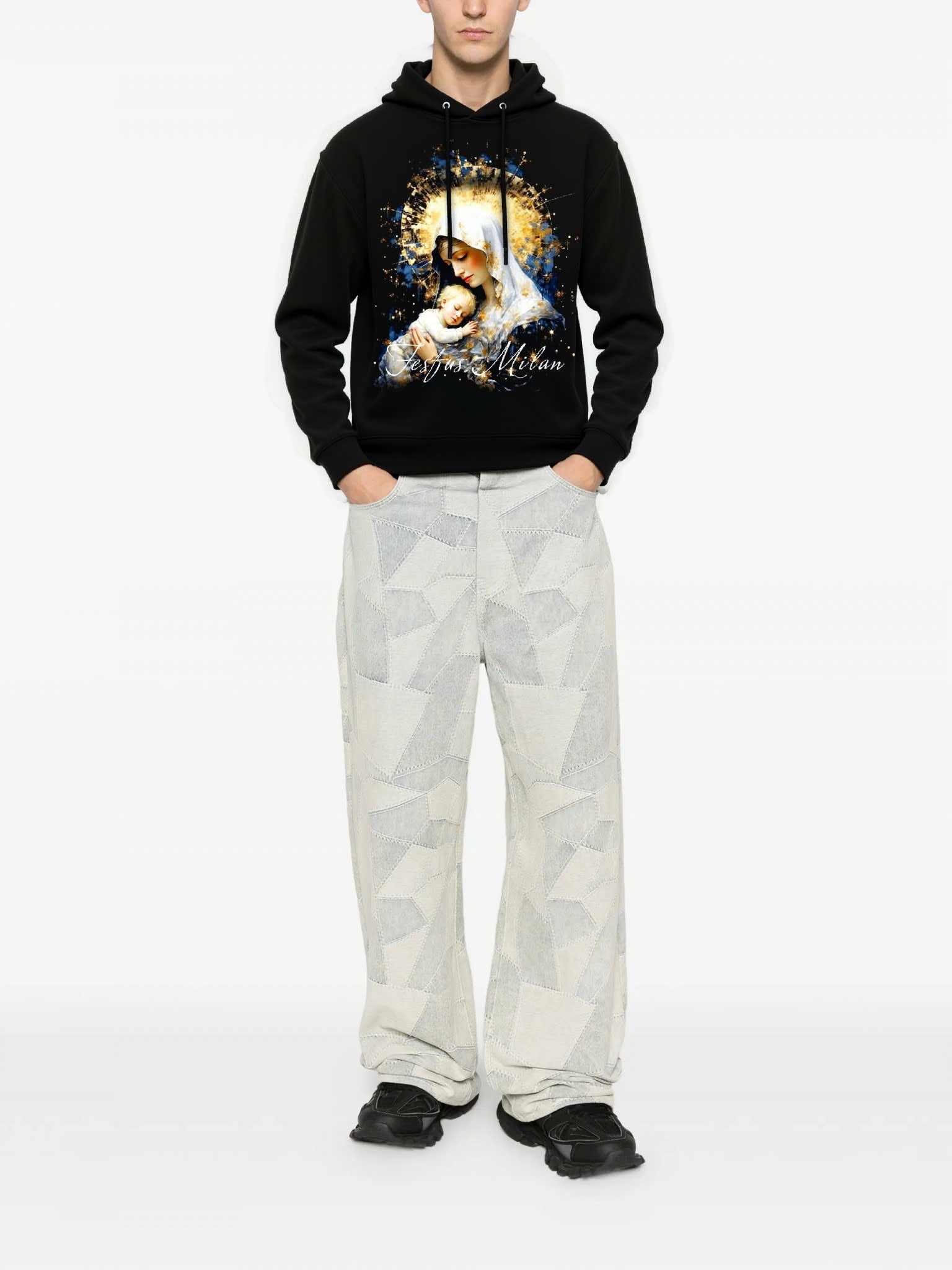 FesFas Maria-print Hoodie | Black