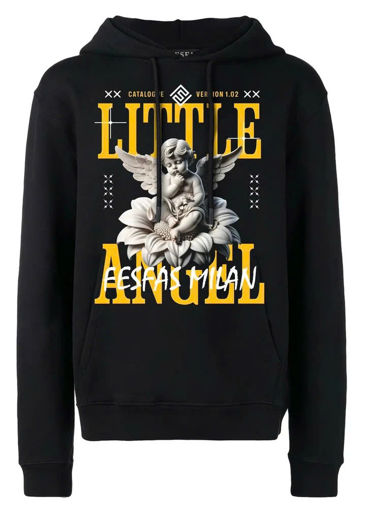 FesFas Angel-print Hoodie | Black