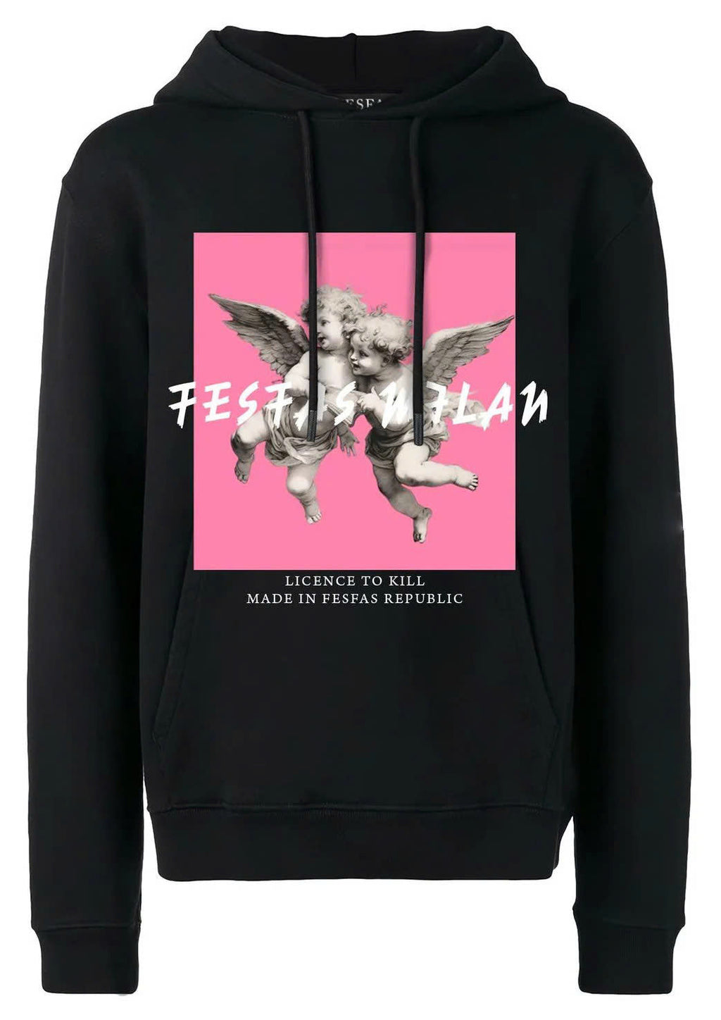 FesFas Angel-print Hoodie | Black