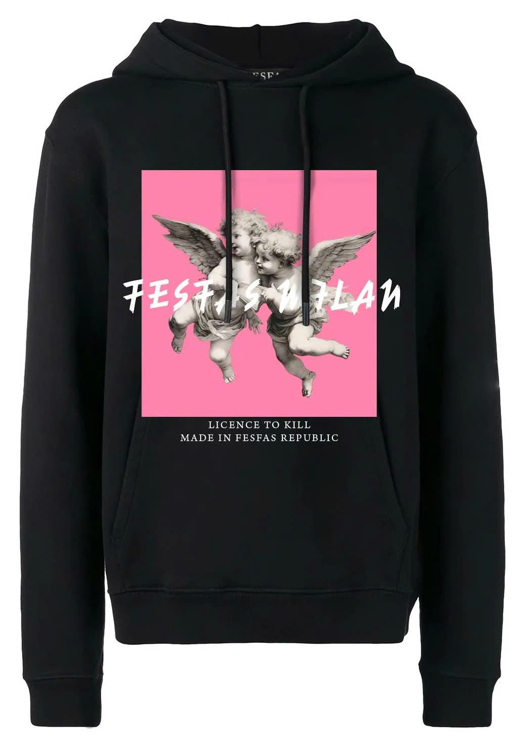FesFas Angel-print Hoodie | Black