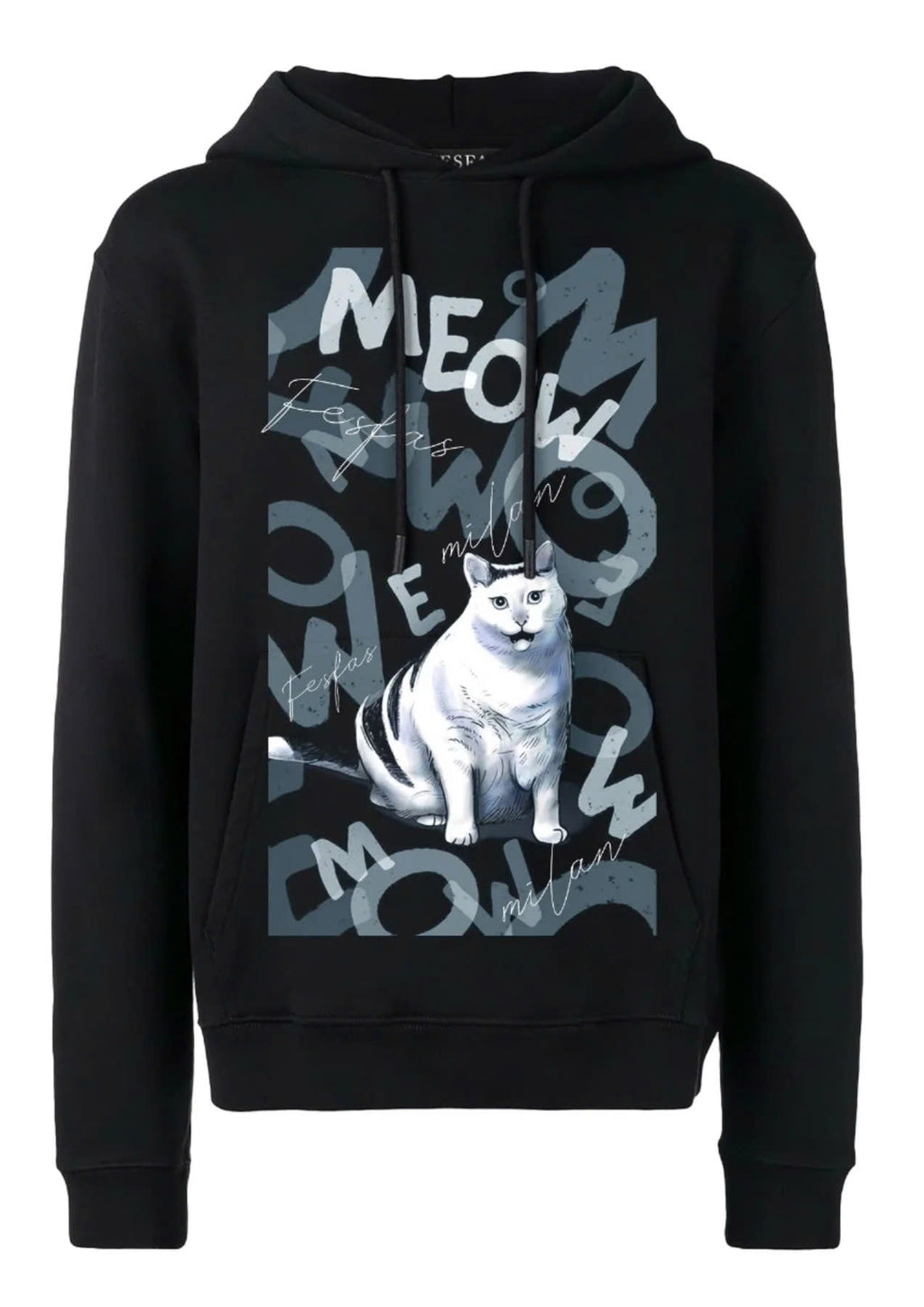 FesFas Cat-print Hoodie | Black | Men