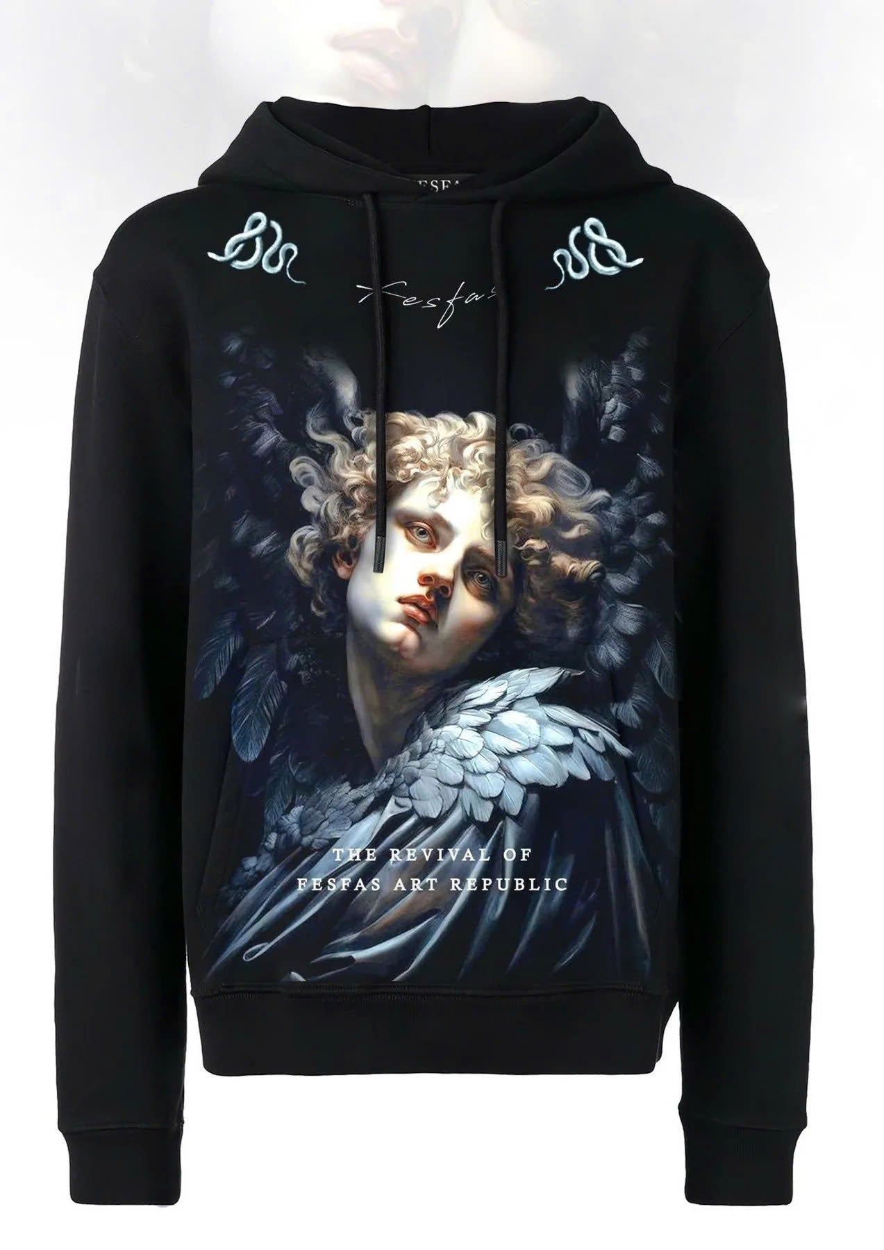 FesFas Angel-print Hoodie | Black